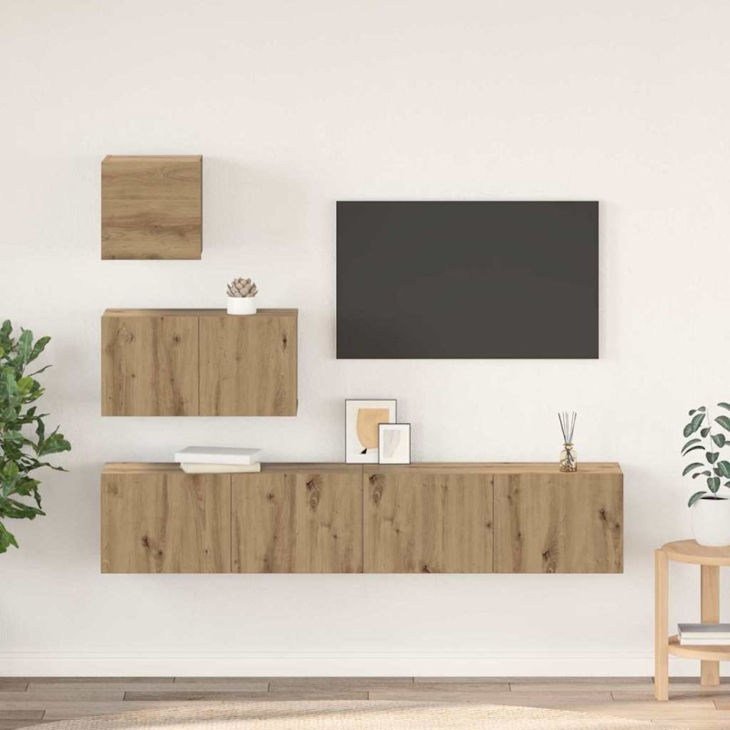 vidaXL Σετ επίπλου τηλεόρασης 4 τμχ. Artisan Oak Επεξεργασμένο Ξύλο