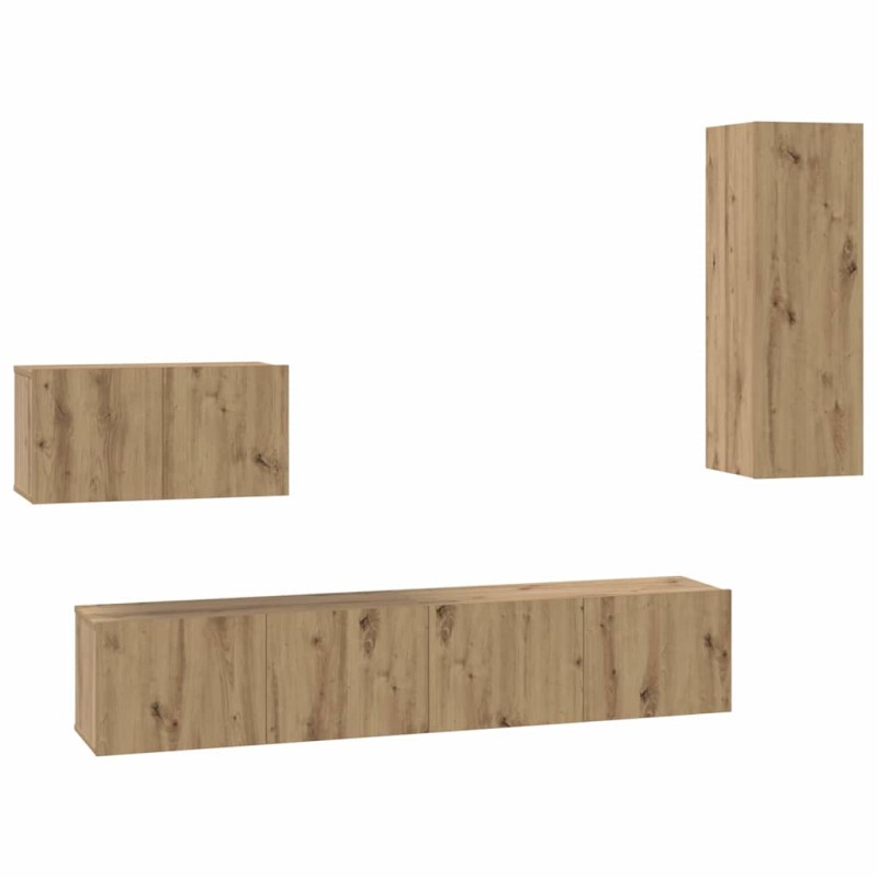 vidaXL Τηλεοπτική Κάβα Τοίχου 4 τμχ. Artisan Oak Επεξεργασμένο Ξύλο