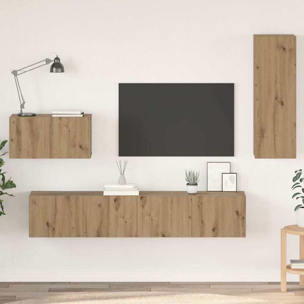 vidaXL Τηλεοπτική Κάβα Τοίχου 4 τμχ. Artisan Oak Επεξεργασμένο Ξύλο