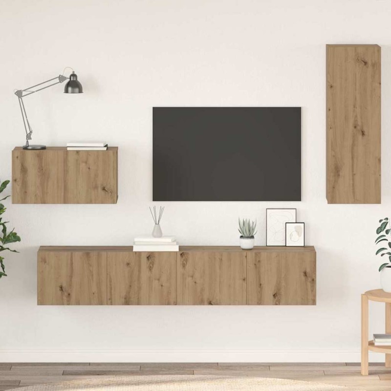 vidaXL Τηλεοπτική Κάβα Τοίχου 4 τμχ. Artisan Oak Επεξεργασμένο Ξύλο
