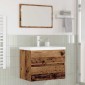 vidaXL Σετ Επίπλων Μπάνιου 3 τμχ. Παλιό Ξύλο 60 x 38,5 x 45 cm