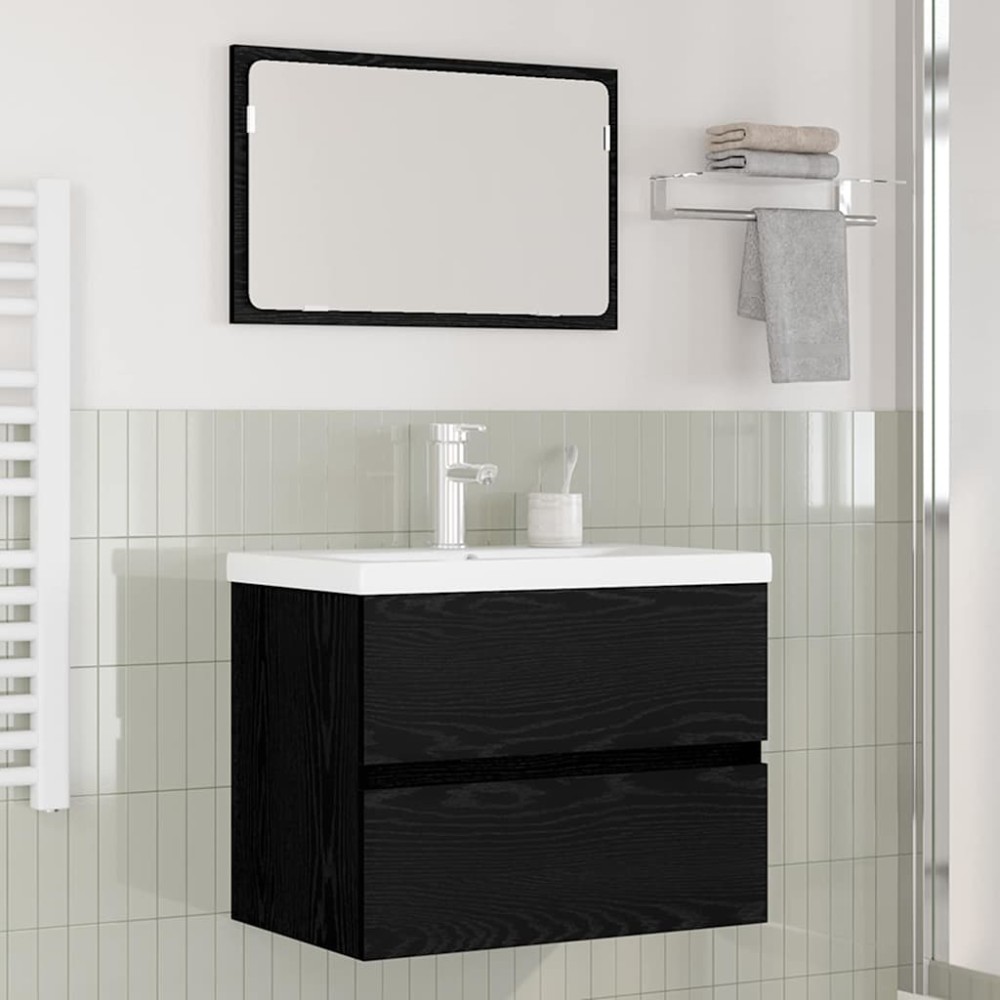 vidaXL Σετ Επίπλων Μπάνιου 3 τμχ. Μαύρη Οξυά 61 x 39 x 45 εκ