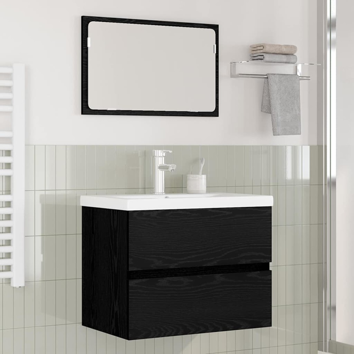 vidaXL Σετ Επίπλων Μπάνιου 3 τμχ. Μαύρη Οξυά 61 x 39 x 45 εκ