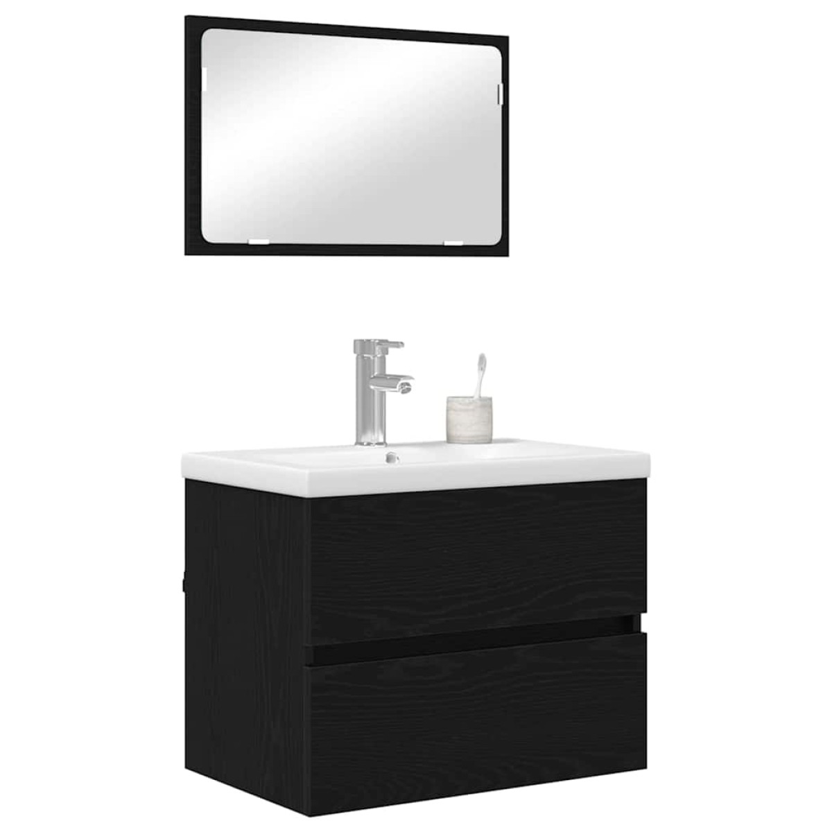 vidaXL Σετ Επίπλων Μπάνιου 3 τμχ. Μαύρη Οξυά 61 x 39 x 45 εκ