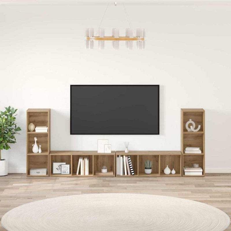 vidaXL Σετ επίπλου τηλεόρασης 4 τμχ. Artisan Oak Επεξεργασμένο Ξύλο