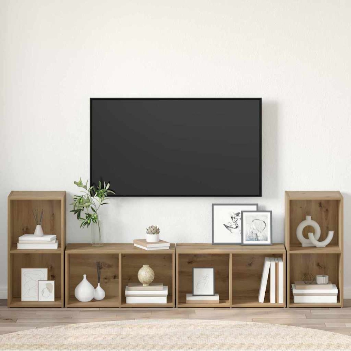 vidaXL Σετ επίπλου τηλεόρασης 4 τμχ. Artisan Oak Επεξεργασμένο Ξύλο