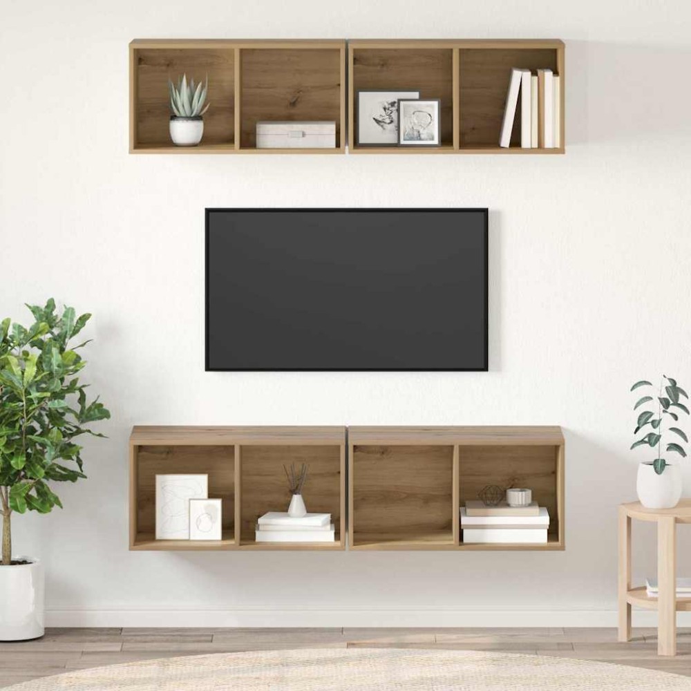 vidaXL Σετ επίπλου τηλεόρασης 4 τμχ. Artisan Oak Επεξεργασμένο Ξύλο