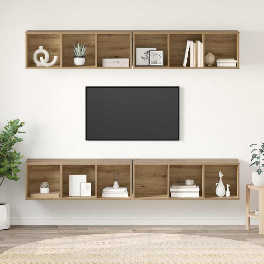 vidaXL Σετ επίπλου τηλεόρασης 4 τμχ. Artisan Oak Επεξεργασμένο Ξύλο