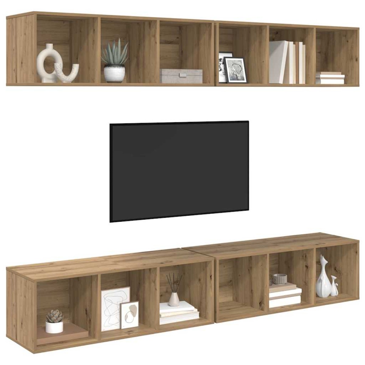vidaXL Σετ επίπλου τηλεόρασης 4 τμχ. Artisan Oak Επεξεργασμένο Ξύλο