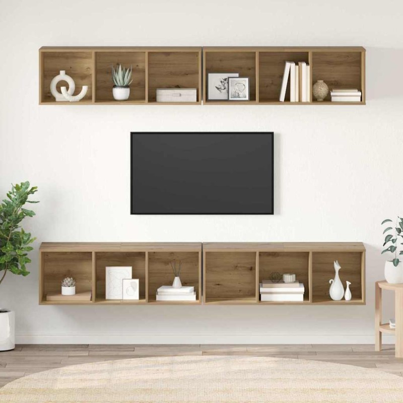 vidaXL Σετ επίπλου τηλεόρασης 4 τμχ. Artisan Oak Επεξεργασμένο Ξύλο