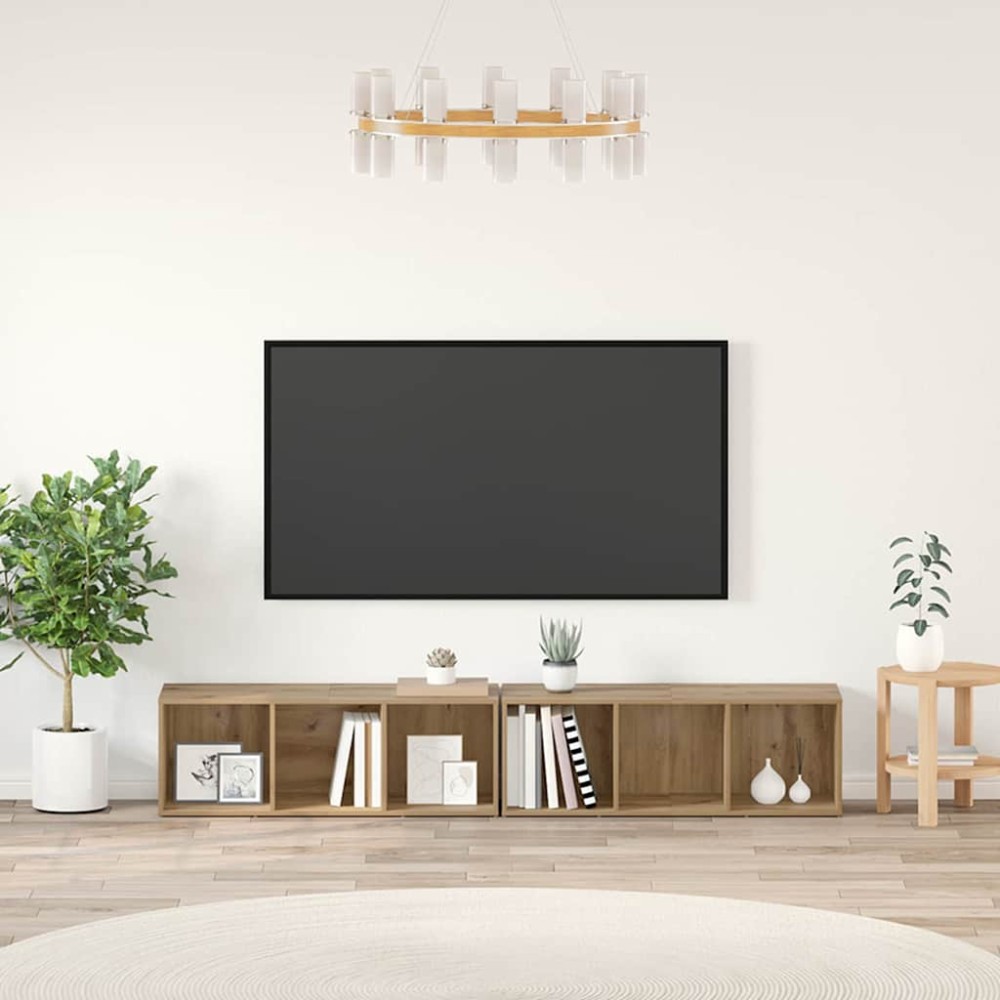 vidaXL Σετ επίπλου τηλεόρασης 2 τμχ. Artisan Oak Επεξεργασμένο Ξύλο