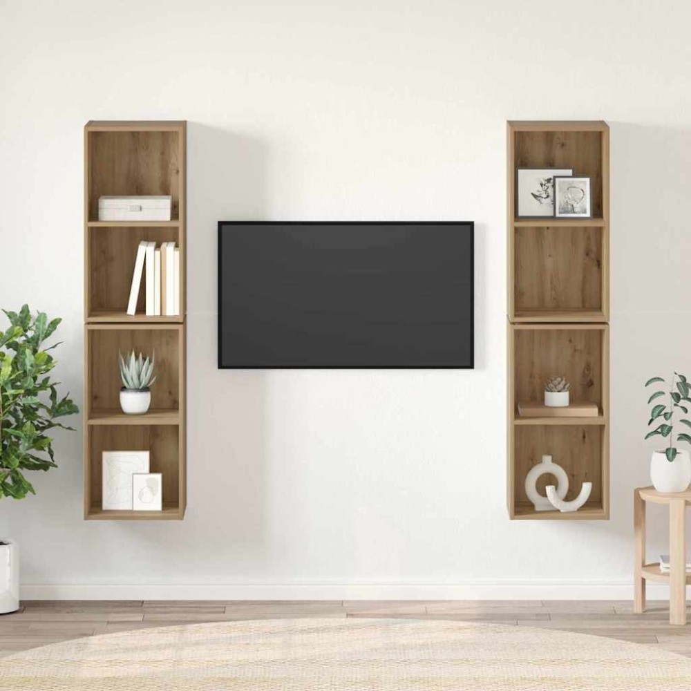 vidaXL Σετ επίπλου τηλεόρασης 4 τμχ. Artisan Oak Επεξεργασμένο Ξύλο