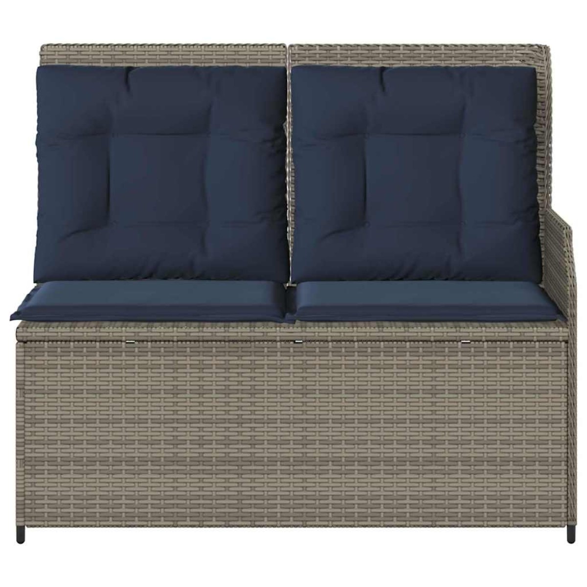 vidaXL Παγκάκι κήπου με μαξιλάρι Γκρι και Navy Blue συνθετικό ρατάν