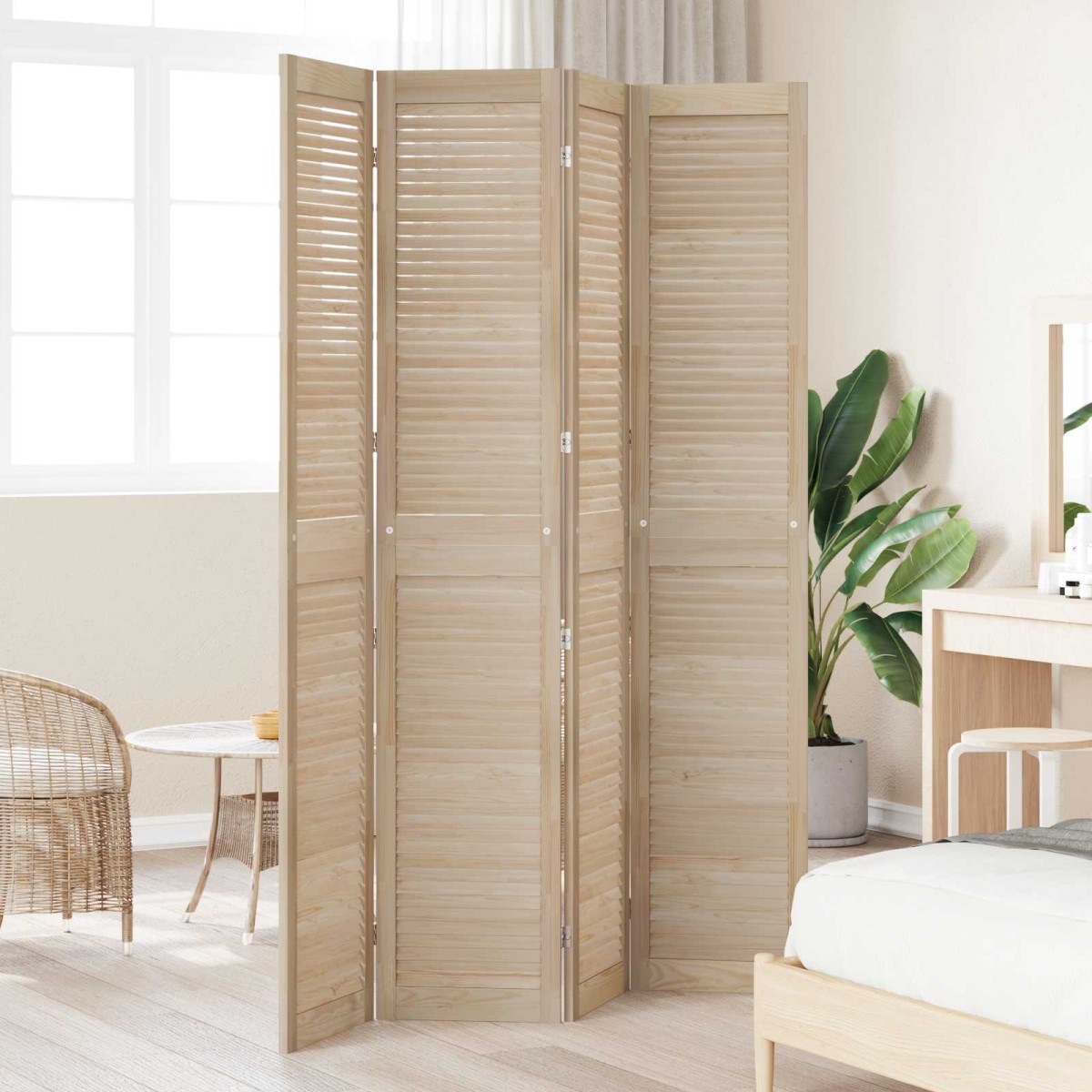 vidaXL Πόρτα Ντουλάπας με πόρτα 4 τμχ. Φυσικό 201 x 2,1 x 39,5 cm