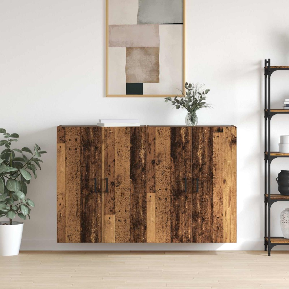 vidaXL Τοίχου Ντουλάπα 2 τμχ. Παλιό ξύλο 69,5 x 34 x 90 εκ.