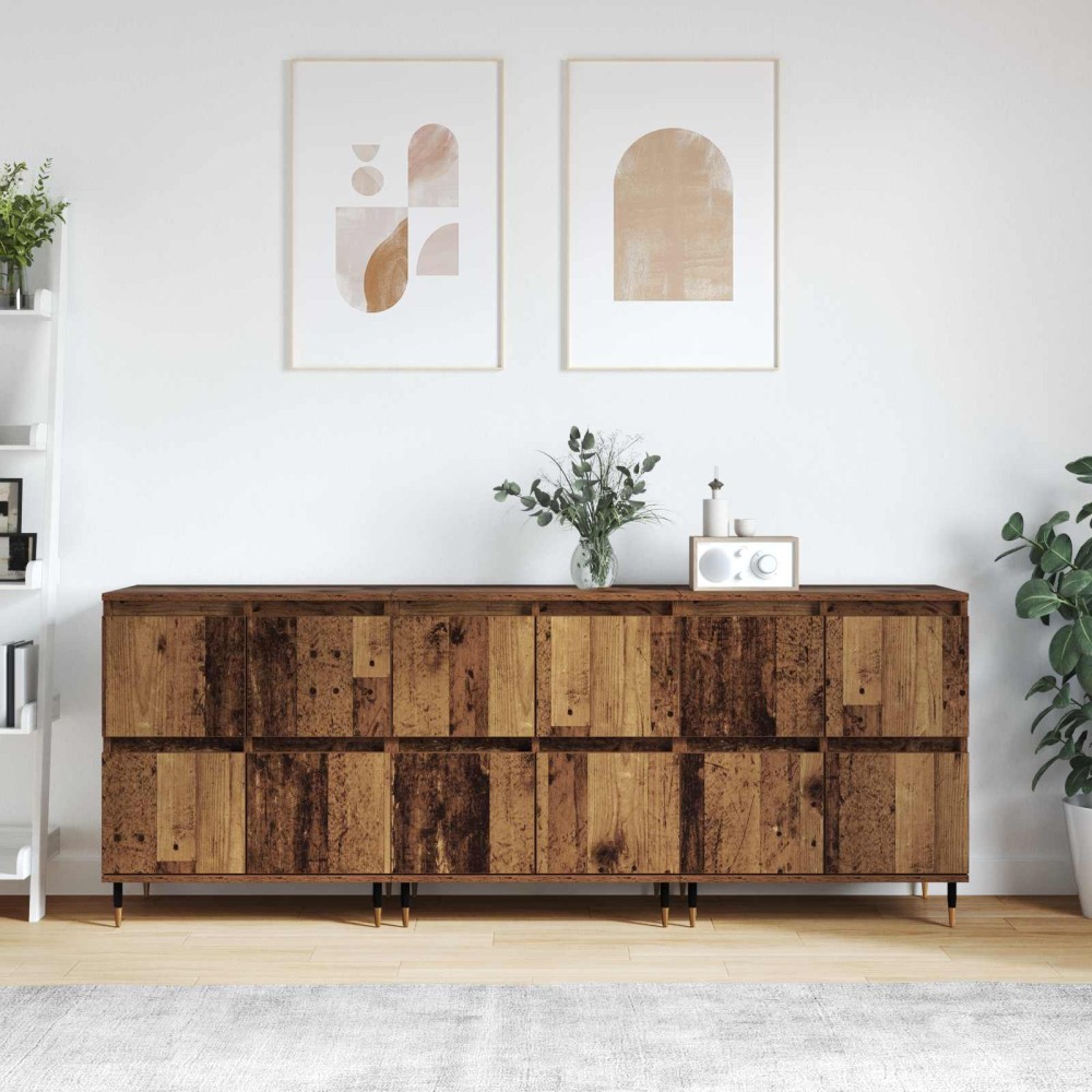 vidaXL Ντουλάπι αποθήκευσης 3 τμχ. Παλιό ξύλο 60 x 35 x 70 cm