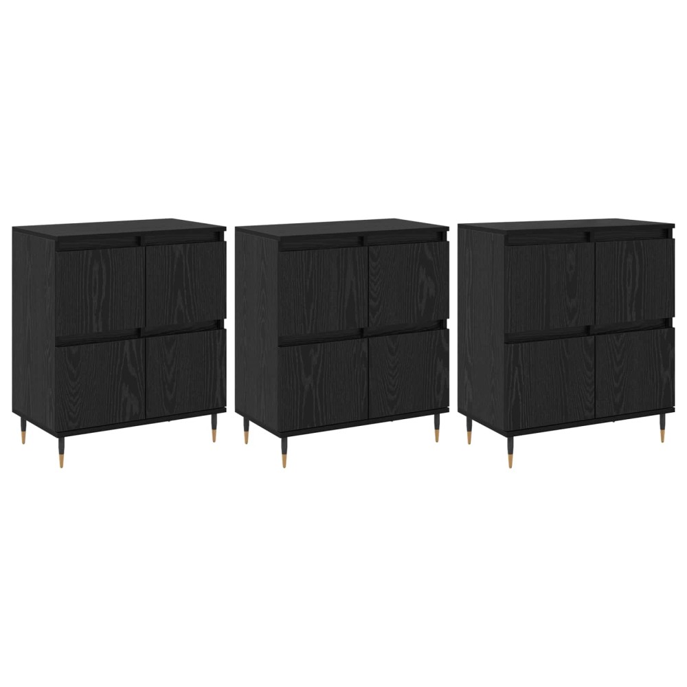 vidaXL Ντουλάπι αποθήκευσης 3 τμχ. Μαύρη Οξυά 60 x 35 x 70 cm