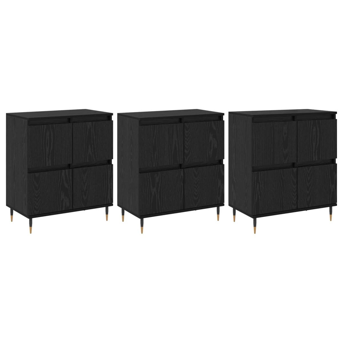 vidaXL Ντουλάπι αποθήκευσης 3 τμχ. Μαύρη Οξυά 60 x 35 x 70 cm