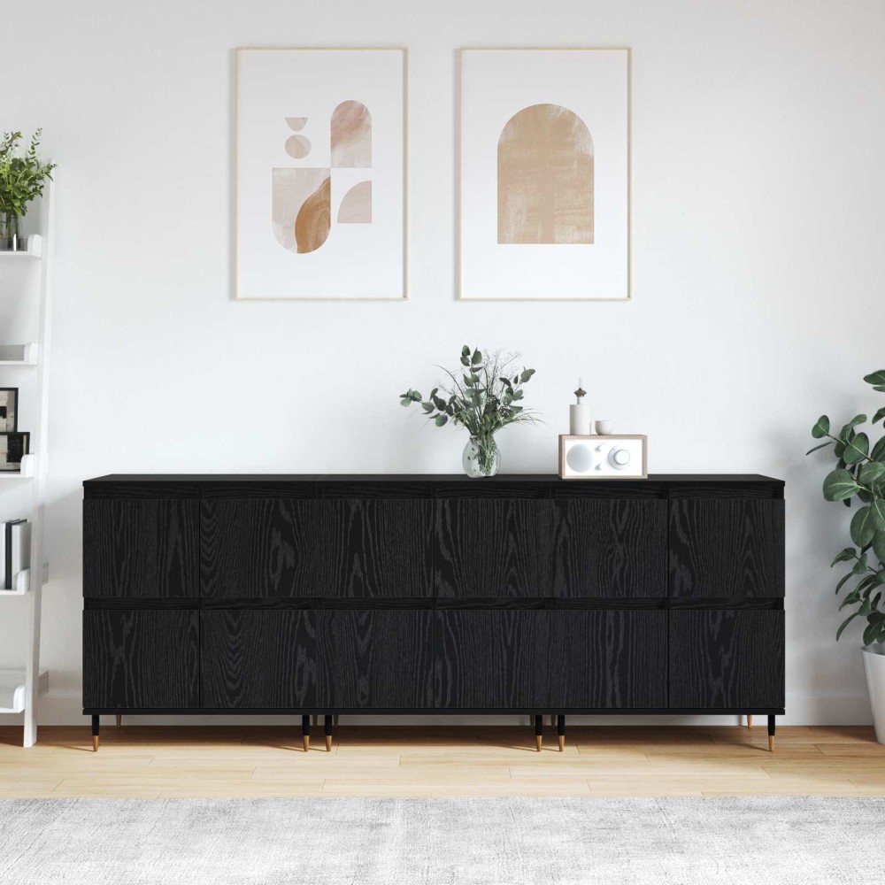 vidaXL Ντουλάπι αποθήκευσης 3 τμχ. Μαύρη Οξυά 60 x 35 x 70 cm
