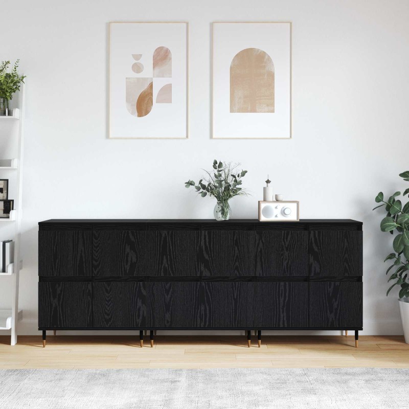 vidaXL Ντουλάπι αποθήκευσης 3 τμχ. Μαύρη Οξυά 60 x 35 x 70 cm