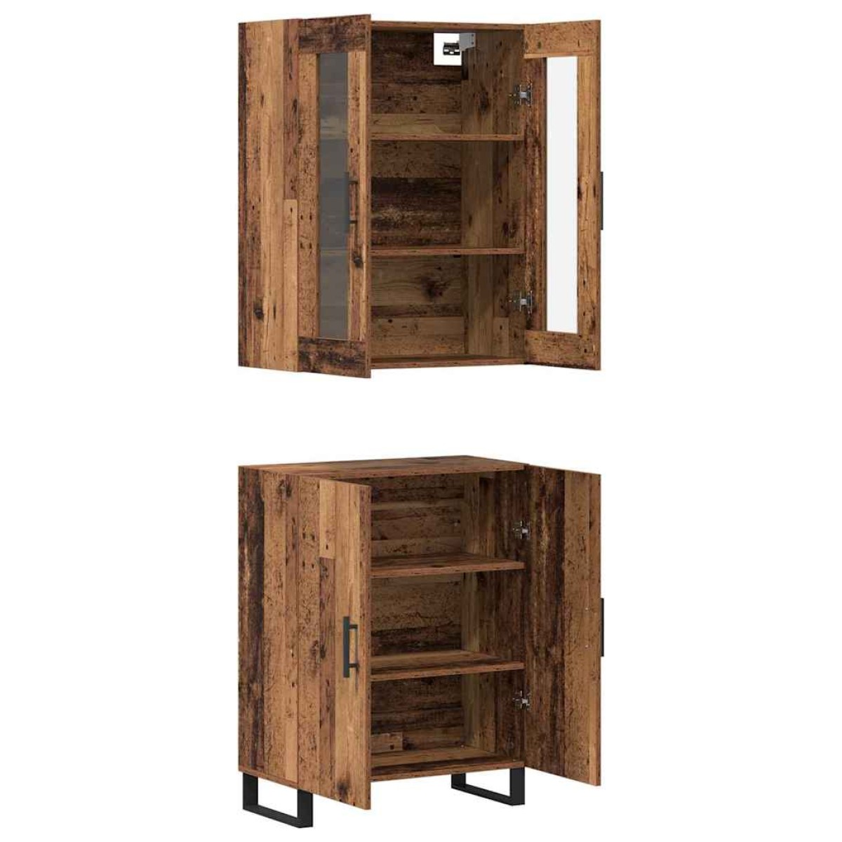 vidaXL Highboard 2 τμχ. Παλαιό ξύλο 69,5 x 34 x 180 εκ.