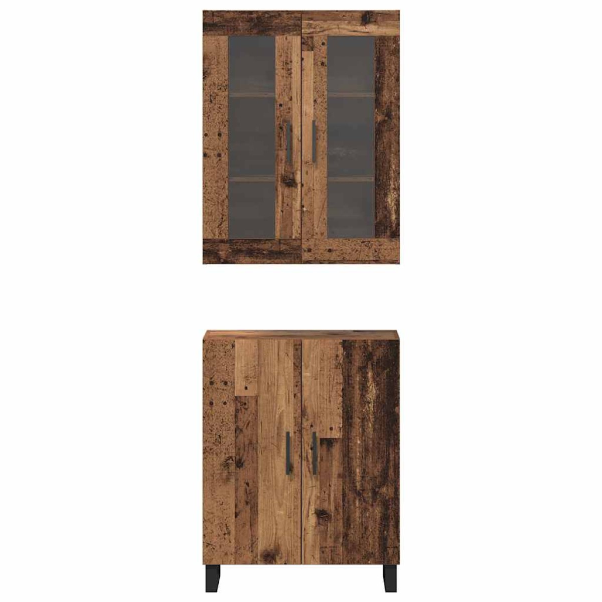 vidaXL Highboard 2 τμχ. Παλαιό ξύλο 69,5 x 34 x 180 εκ.