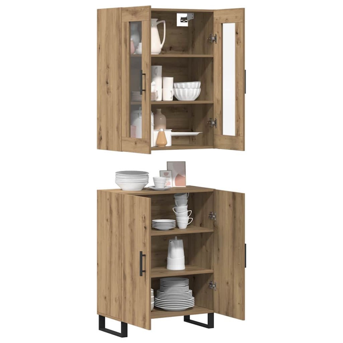 vidaXL Highboard 2 τμχ. artisan δρυς 69,5 x 34 x 180 εκ.