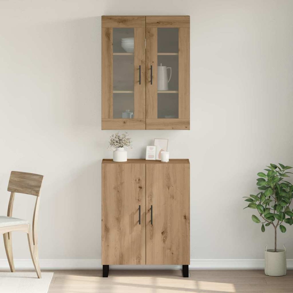 vidaXL Highboard 2 τμχ. artisan δρυς 69,5 x 34 x 180 εκ.
