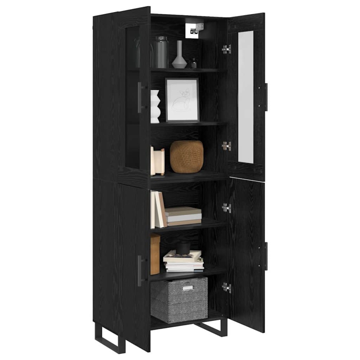 vidaXL Highboard 2 τμχ. Μαύρη δρυς 69,5 x 34 x 180 εκ.