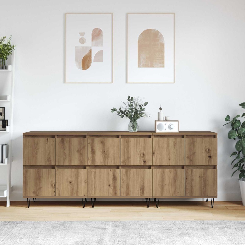 vidaXL Παραδοσιακά Πλευρικά Έπιπλα 3 τμχ. Artisan Oak