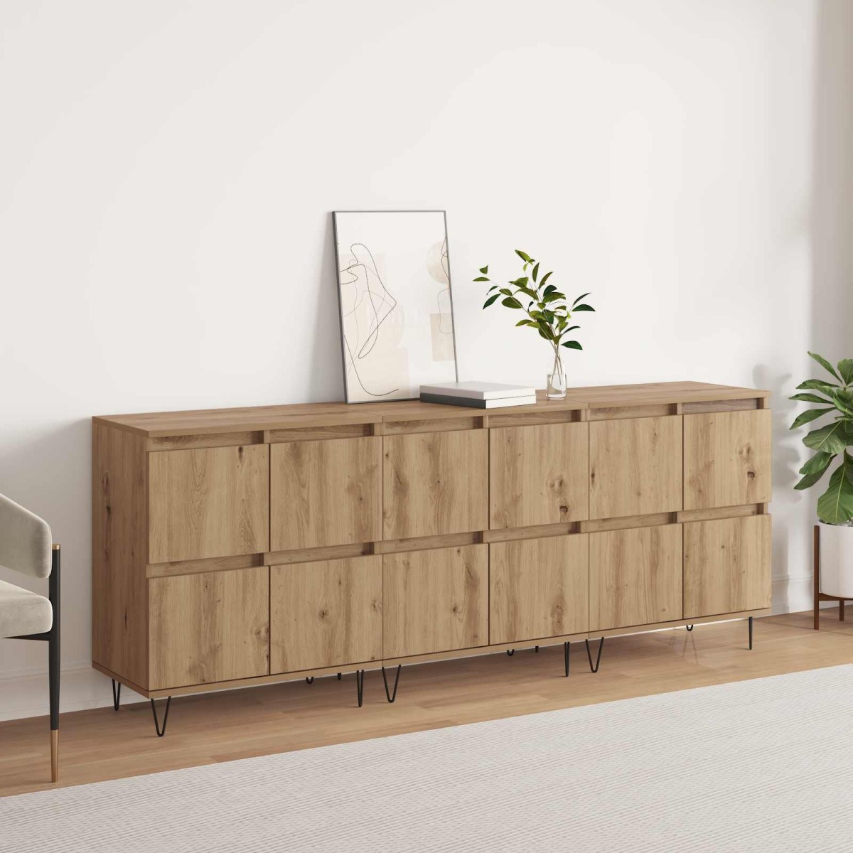 vidaXL Παραδοσιακά Πλευρικά Έπιπλα 3 τμχ. Artisan Oak