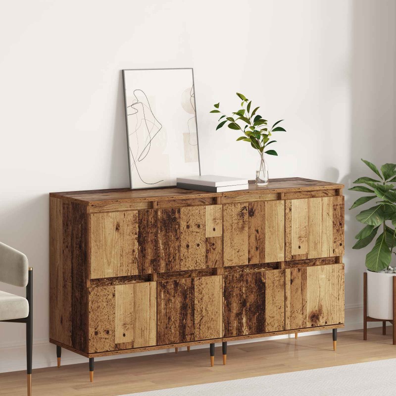 vidaXL Ντουλάπι αποθήκευσης 2 τμχ. Παλιό ξύλο 60 x 35 x 70 cm
