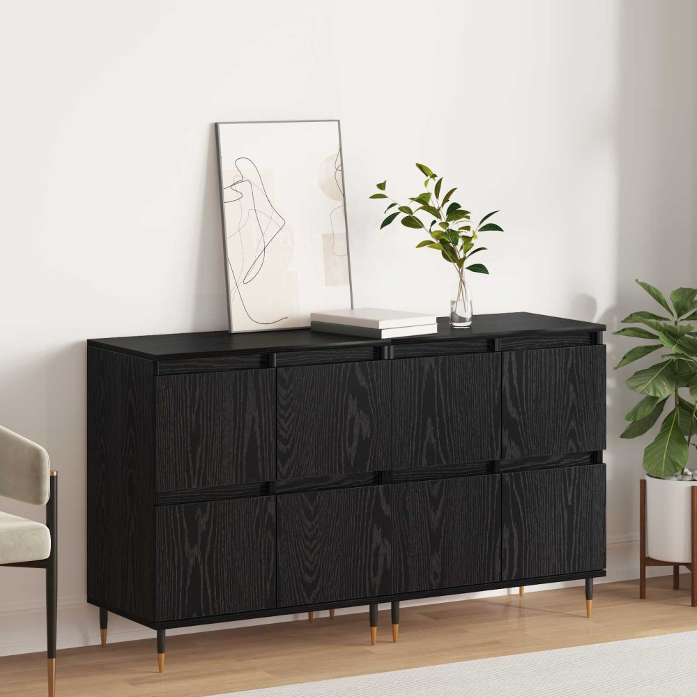 vidaXL Ντουλάπι αποθήκευσης 2 τμχ. Μαύρη Οξυά 60 x 35 x 70 cm
