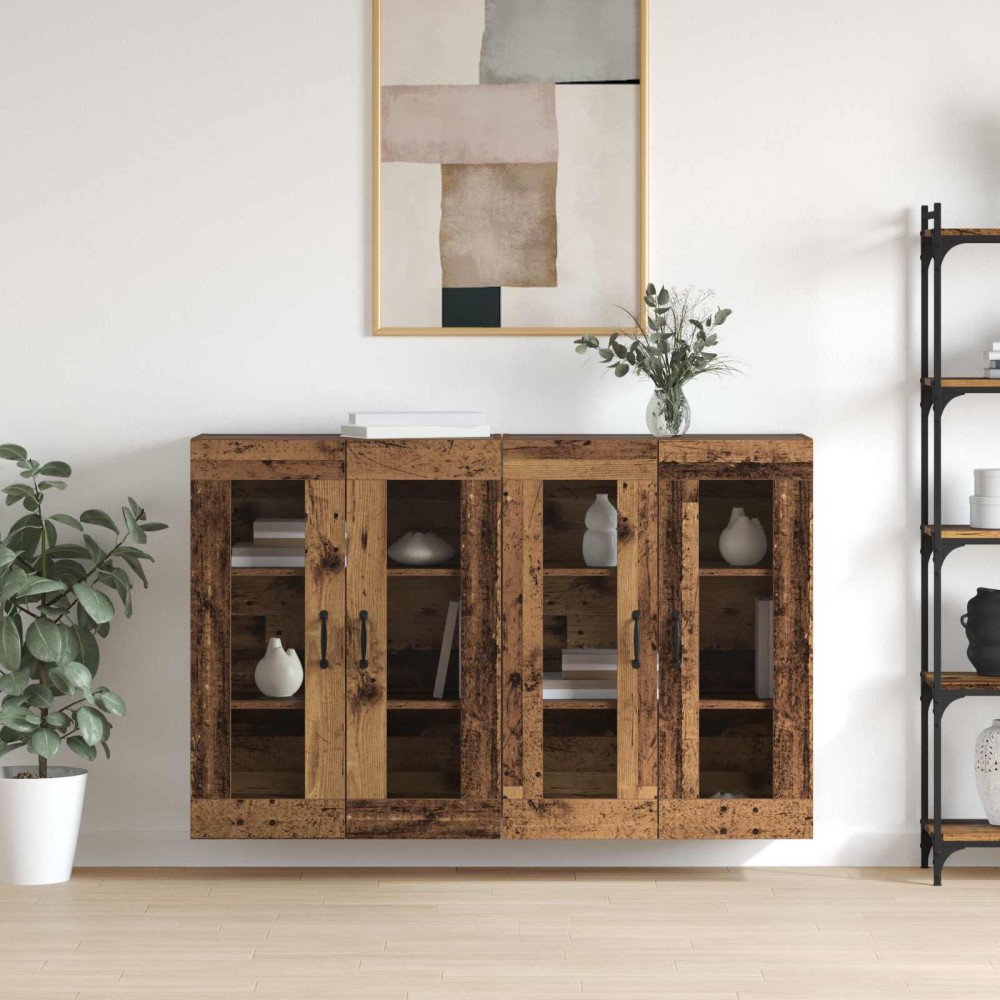 vidaXL Ντουλάπια Τοίχου 2 τμχ. Παλαιό ξύλο 69,5 x 34 x 90 εκ.