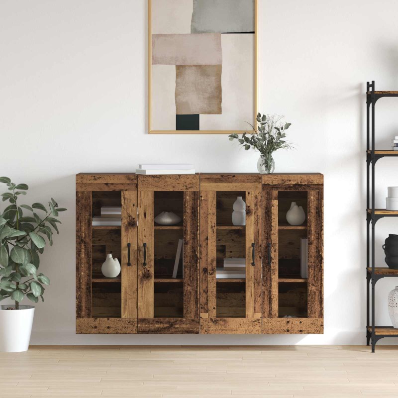 vidaXL Ντουλάπια Τοίχου 2 τμχ. Παλαιό ξύλο 69,5 x 34 x 90 εκ.