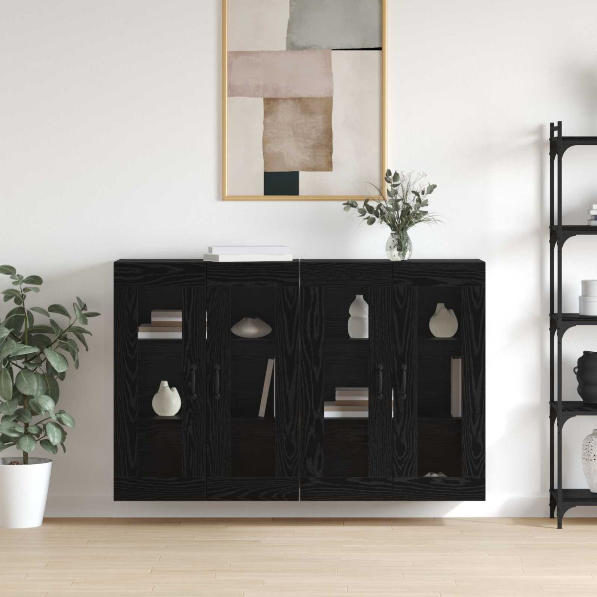 vidaXL Ντουλάπια Τοίχου 2 τμχ. Μαύρη δρυς 69,5 x 34 x 90 εκ.