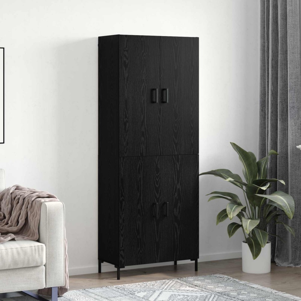 vidaXL Highboard Μαύρη δρυς 69,5 x 34 x 180 εκ. Επεξεργασμένο Ξύλο