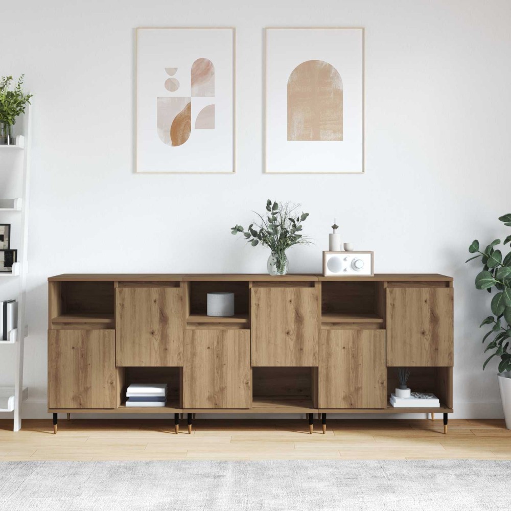 vidaXL Παραδοσιακά Πλευρικά Έπιπλα 3 τμχ. Artisan Oak