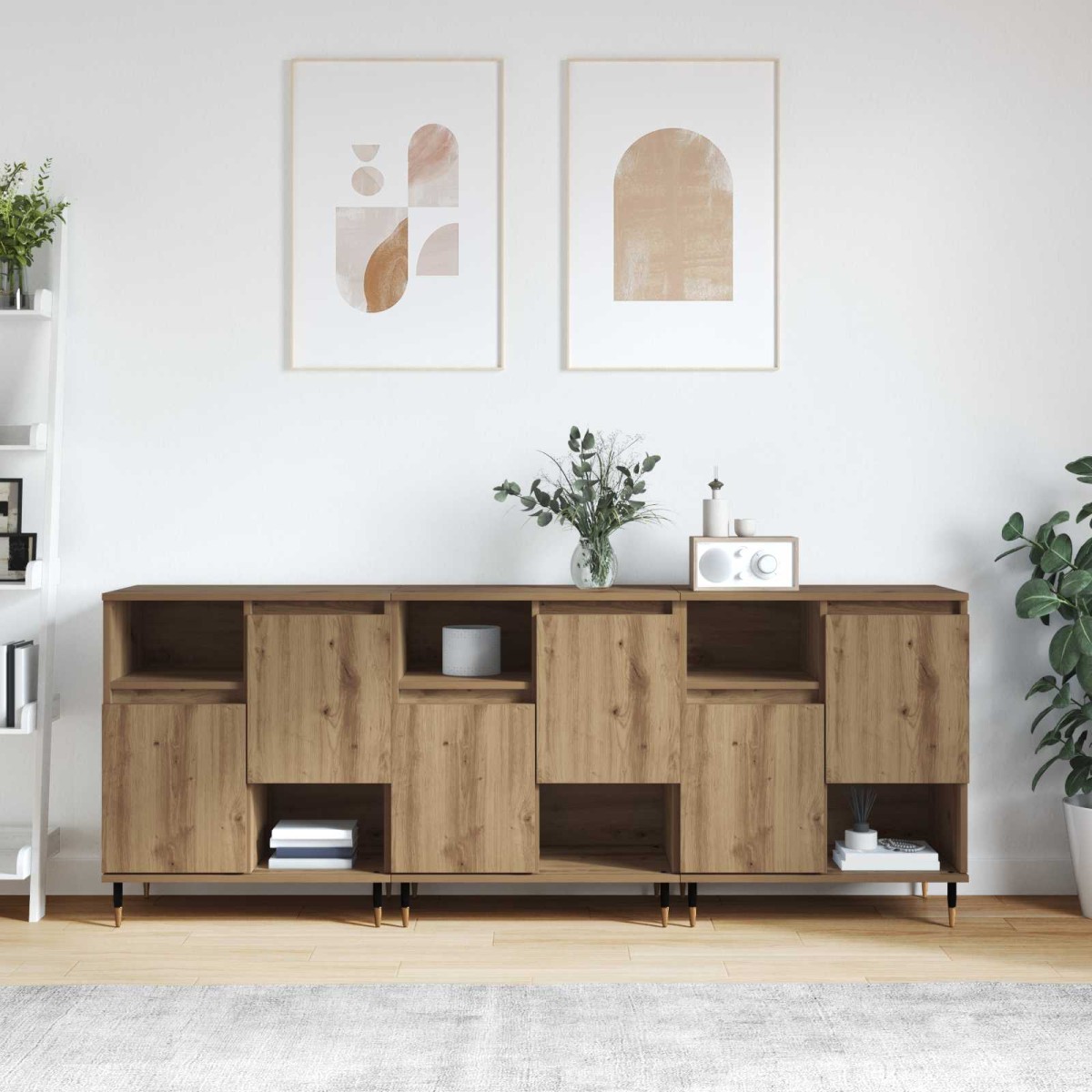 vidaXL Παραδοσιακά Πλευρικά Έπιπλα 3 τμχ. Artisan Oak
