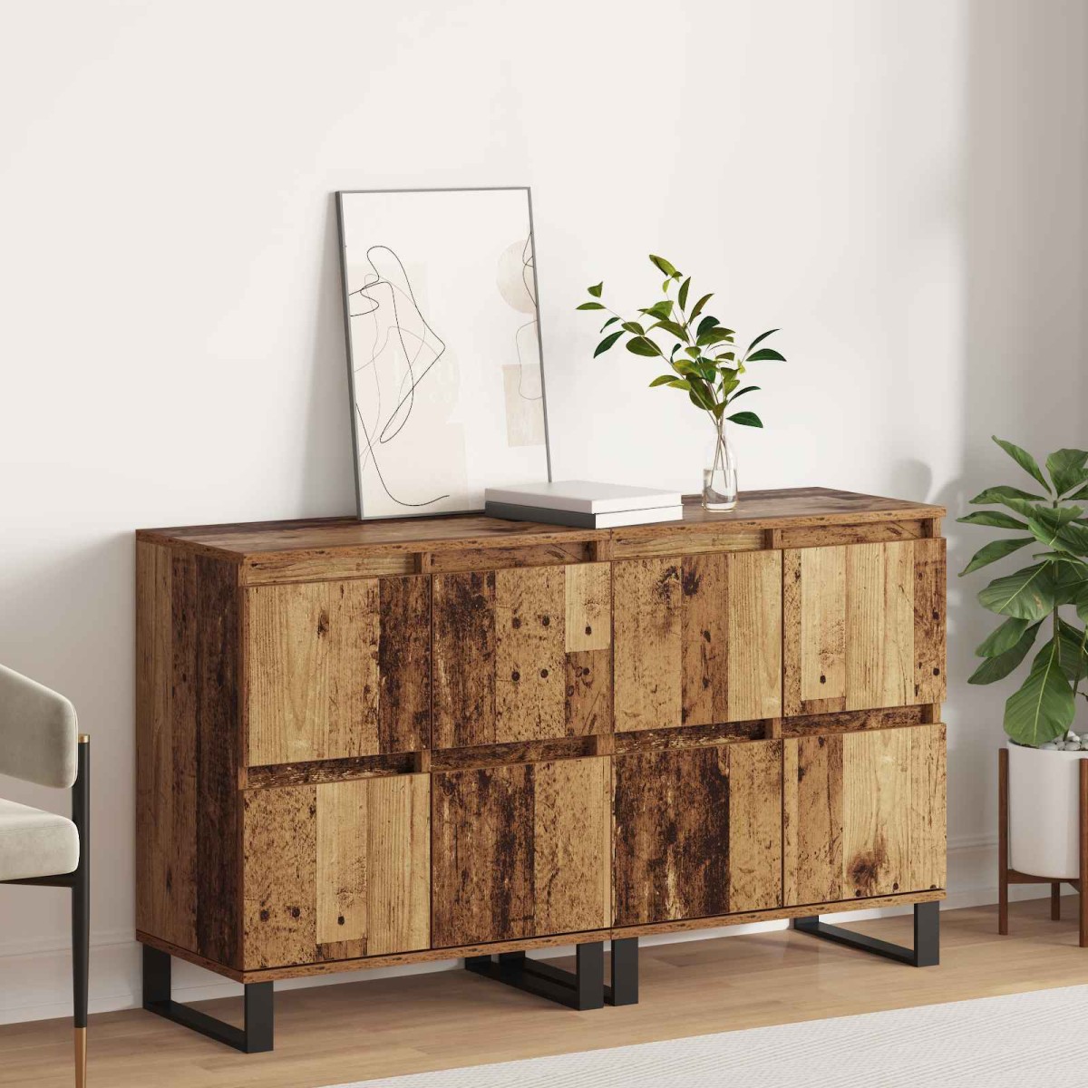 vidaXL Πλαϊνό γραφείο 2 τμχ. Παλιό ξύλο 60 x 35 x 70 cm