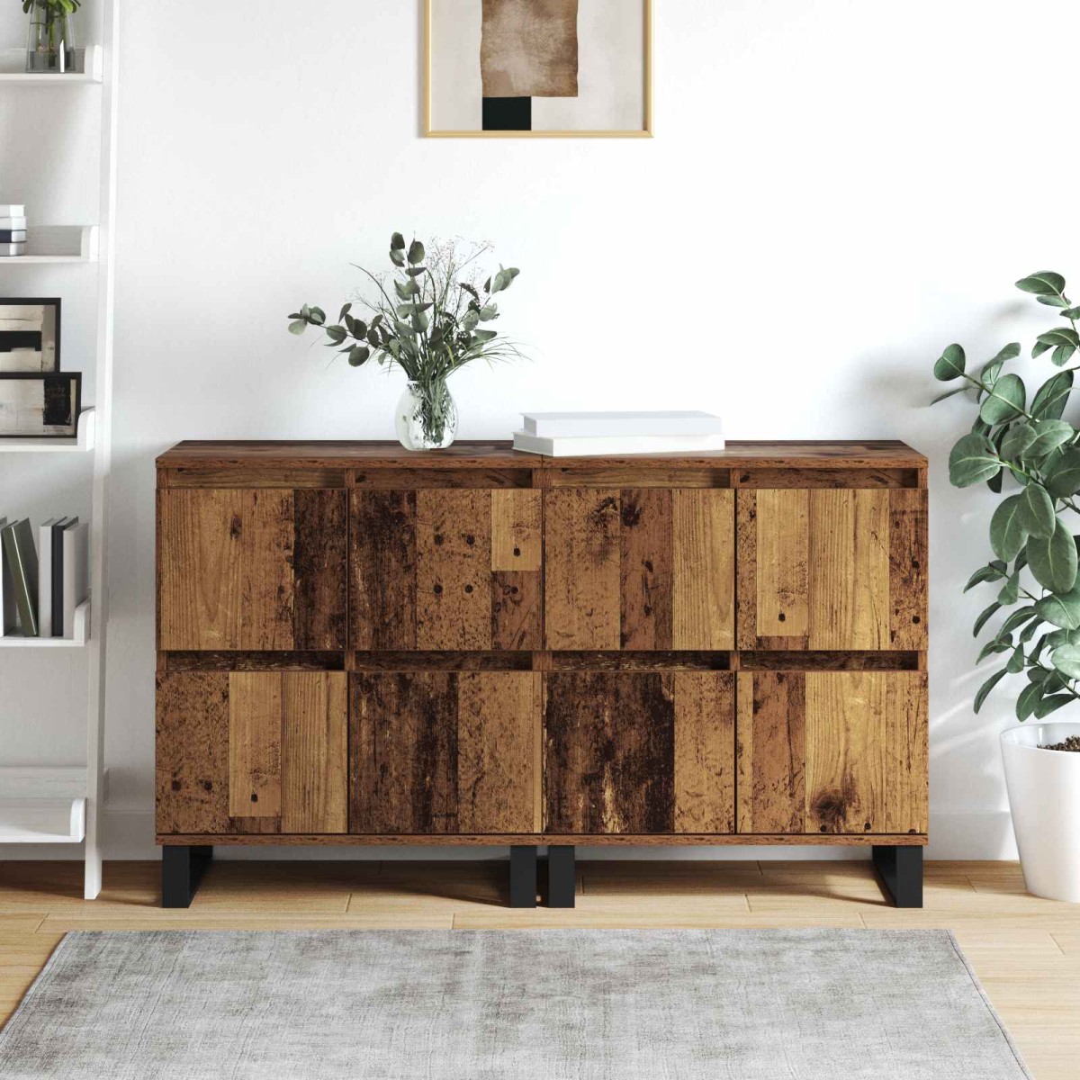 vidaXL Πλαϊνό γραφείο 2 τμχ. Παλιό ξύλο 60 x 35 x 70 cm