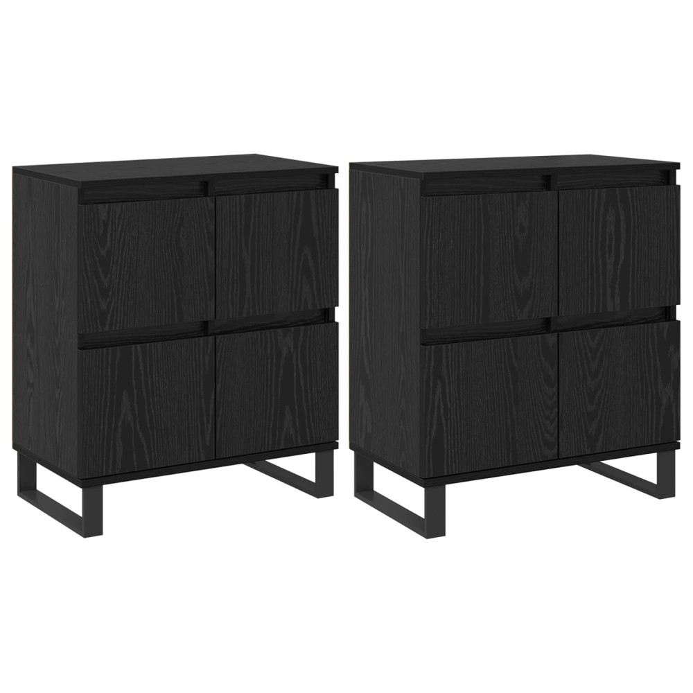 vidaXL Πλαϊνό γραφείο 2 τμχ. Μαύρη Οξυά 60 x 35 x 70 cm
