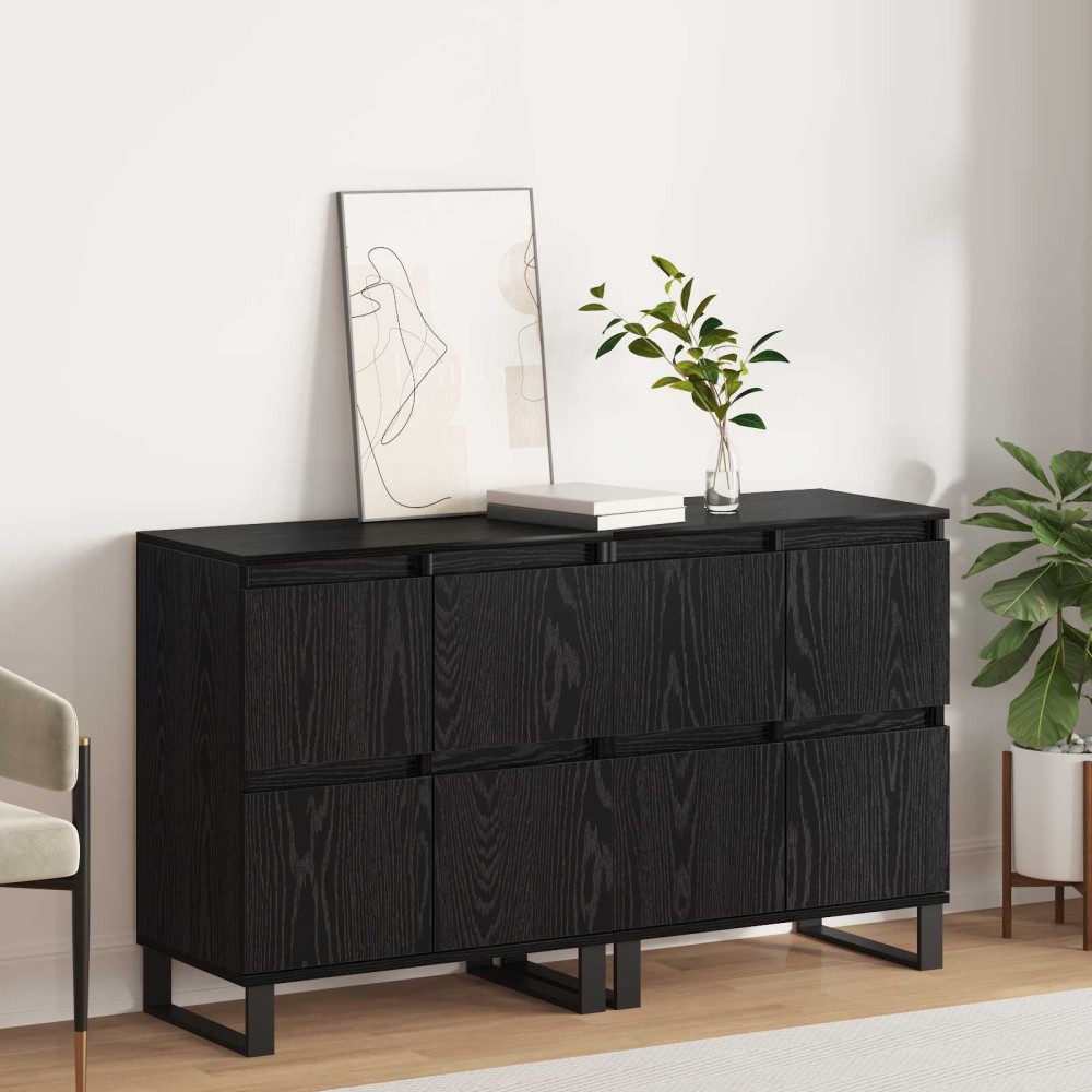 vidaXL Πλαϊνό γραφείο 2 τμχ. Μαύρη Οξυά 60 x 35 x 70 cm