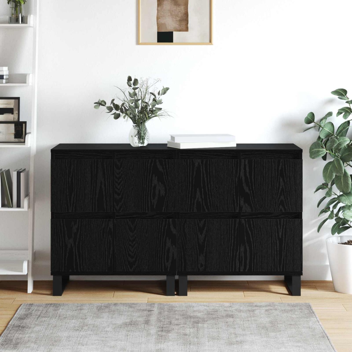 vidaXL Πλαϊνό γραφείο 2 τμχ. Μαύρη Οξυά 60 x 35 x 70 cm