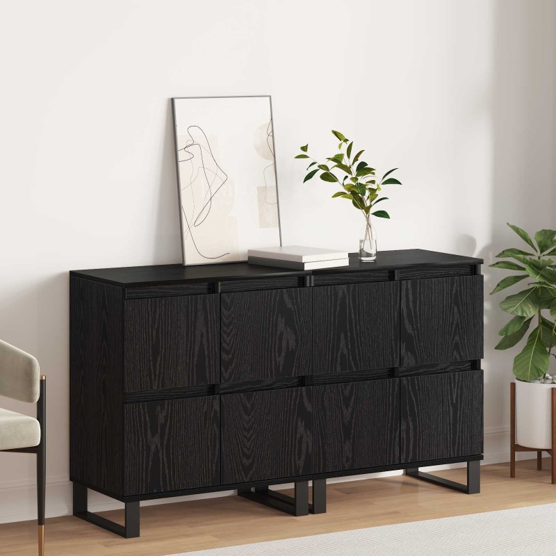 vidaXL Πλαϊνό γραφείο 2 τμχ. Μαύρη Οξυά 60 x 35 x 70 cm