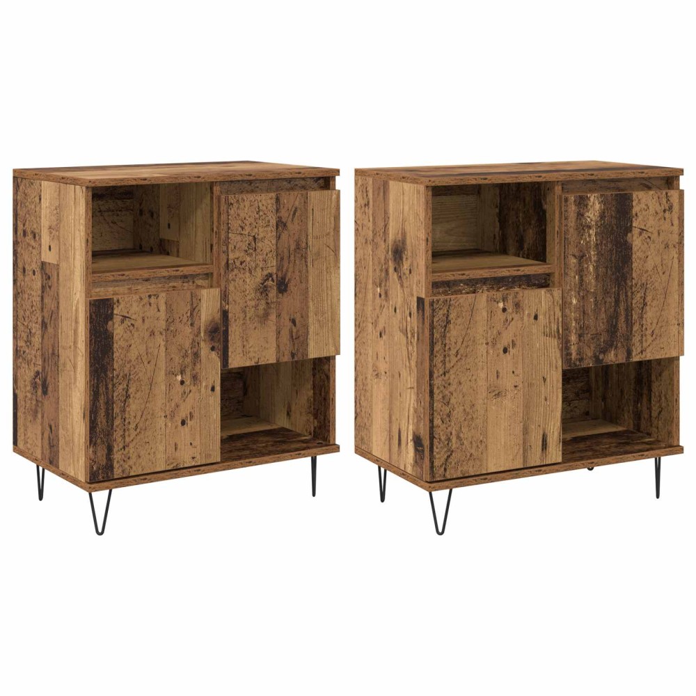 vidaXL Πλαϊνό γραφείο 2 τμχ. Παλιό ξύλο 60 x 35 x 70 cm