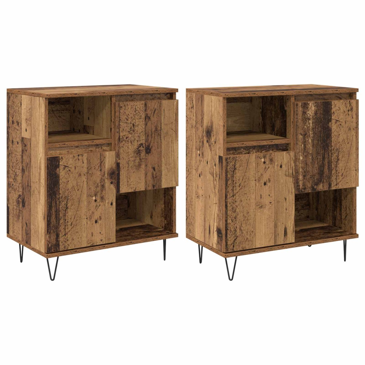 vidaXL Πλαϊνό γραφείο 2 τμχ. Παλιό ξύλο 60 x 35 x 70 cm