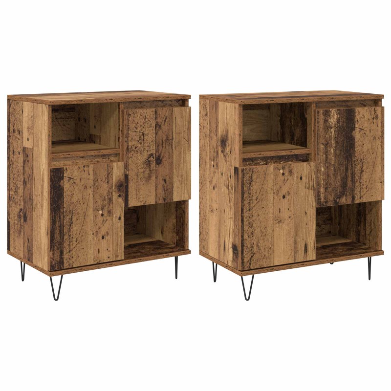 vidaXL Πλαϊνό γραφείο 2 τμχ. Παλιό ξύλο 60 x 35 x 70 cm