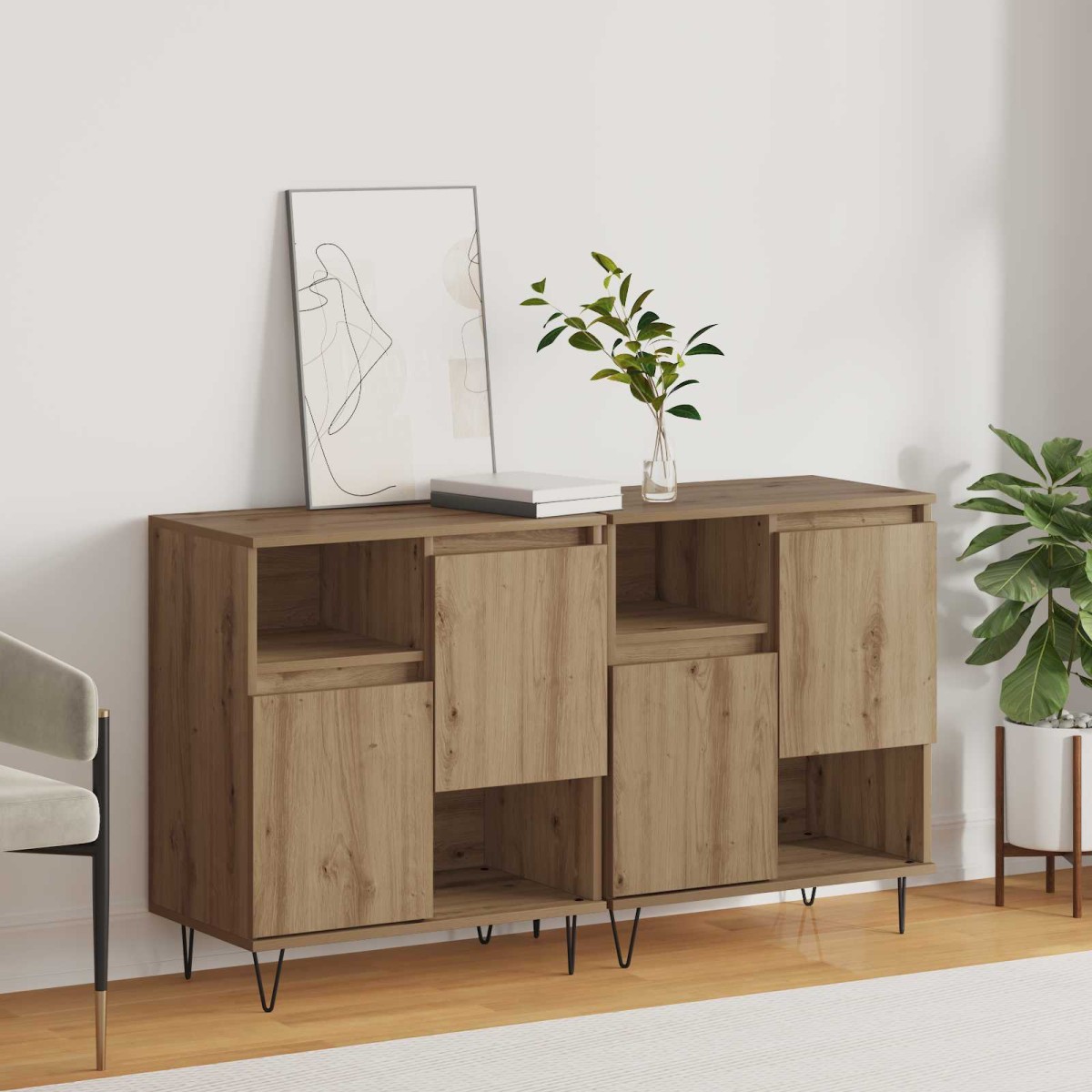 vidaXL Πλαϊνό γραφείο 2 τμχ. Artisan Oak 60 x 35 x 70 cm