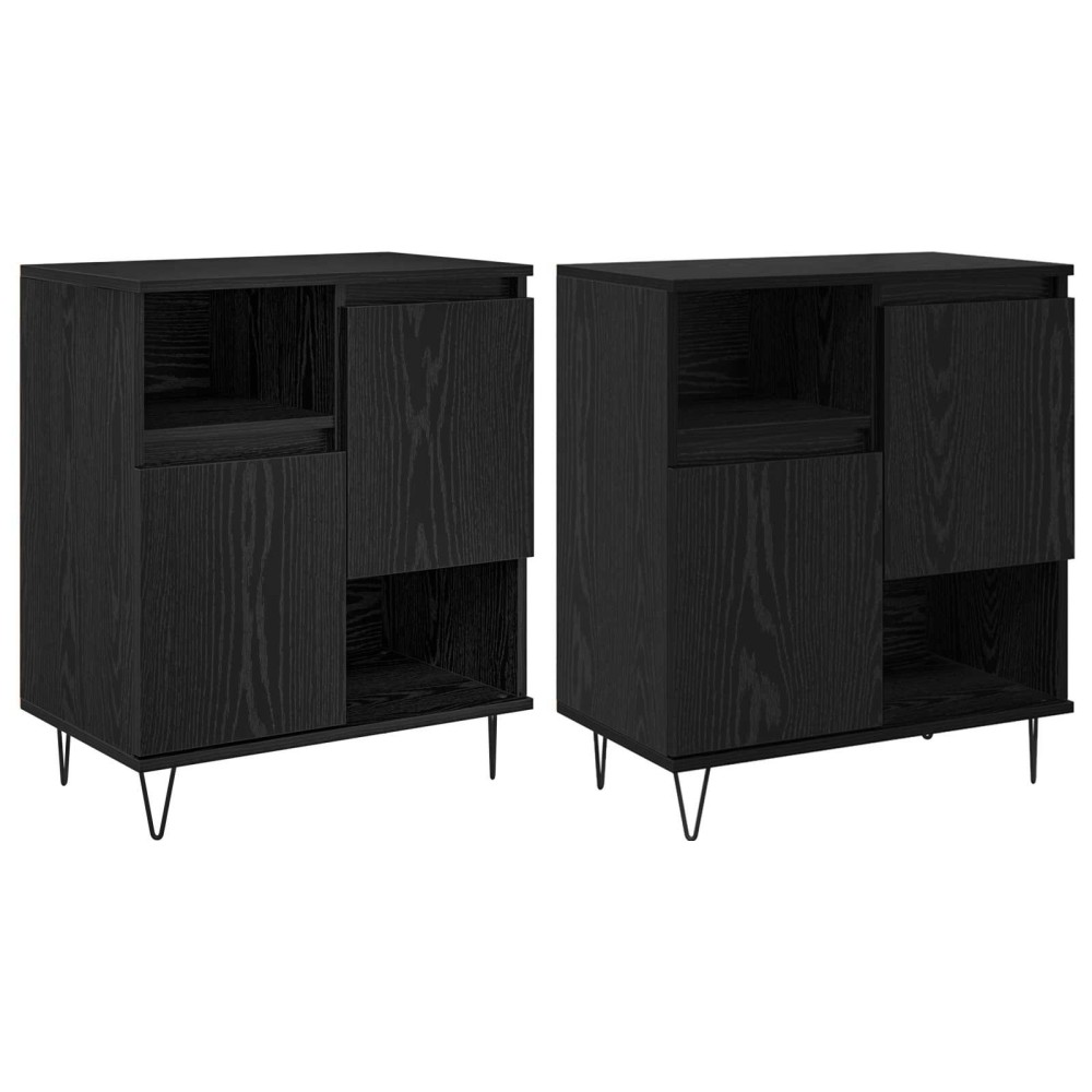vidaXL Πλαϊνό γραφείο 2 τμχ. Μαύρη Οξυά 60 x 35 x 70 cm